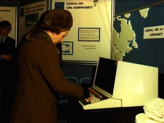 Queen Elisabeth opening ARPAnet link in 1976.