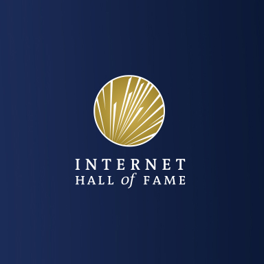 Internet Hall of Fame golden icon on navy background