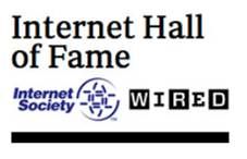 Internet Hall of Fame logo together with Internet Society logo and Wired logo.