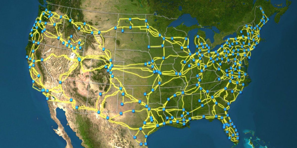 A cable network map in US.