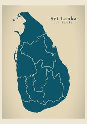 A map of Sri Lanka. 