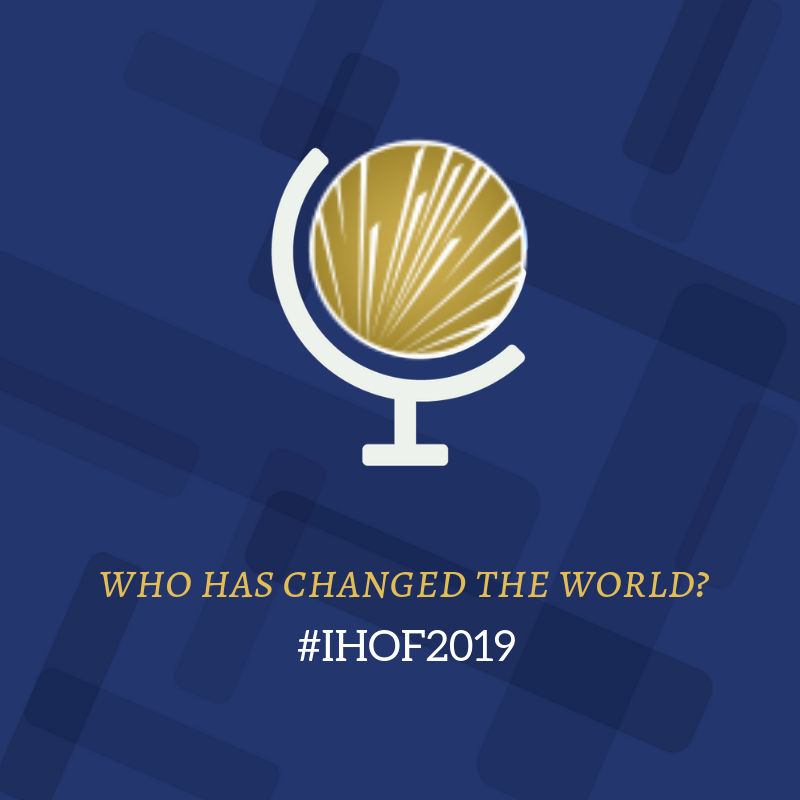 The logo of Internet Hall of Fame with the inscription "Who has changed the world?" 