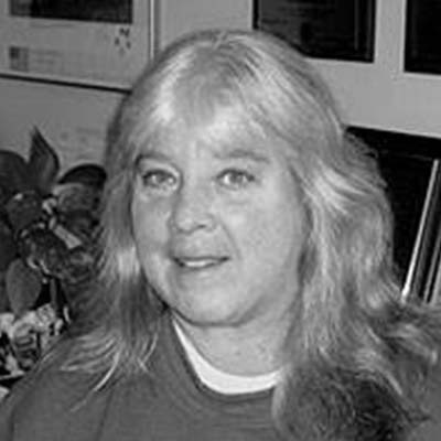 a woman with long light hair